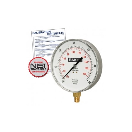 Baker Instruments 421AVND-300 Pressure Gauge, 0-300 PSI,  421AVND-300-NIST